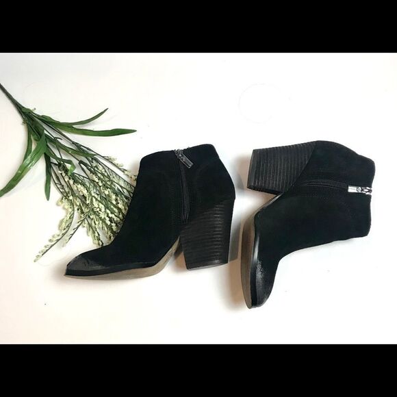 Isola Black Suede Silver Toe Booties - Picture 5 of 10